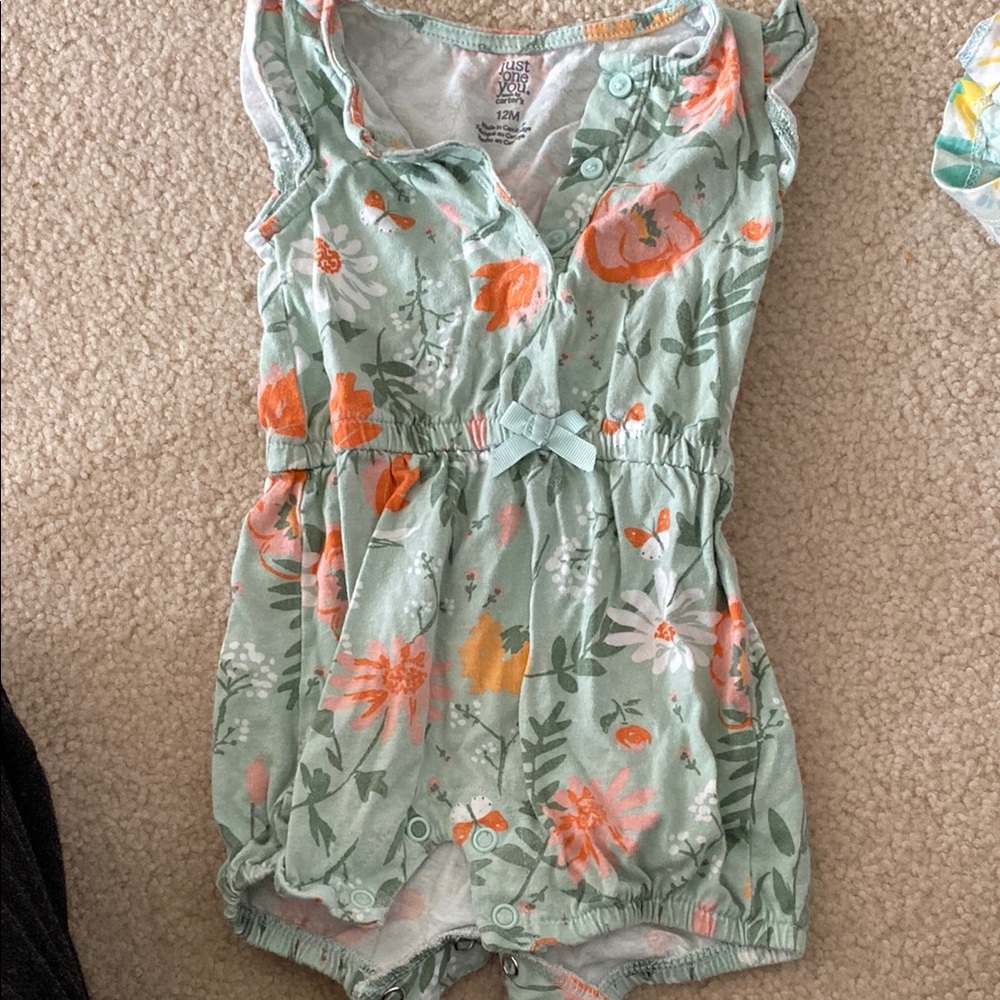 Baby Gap Floral Romper - Green and Orange